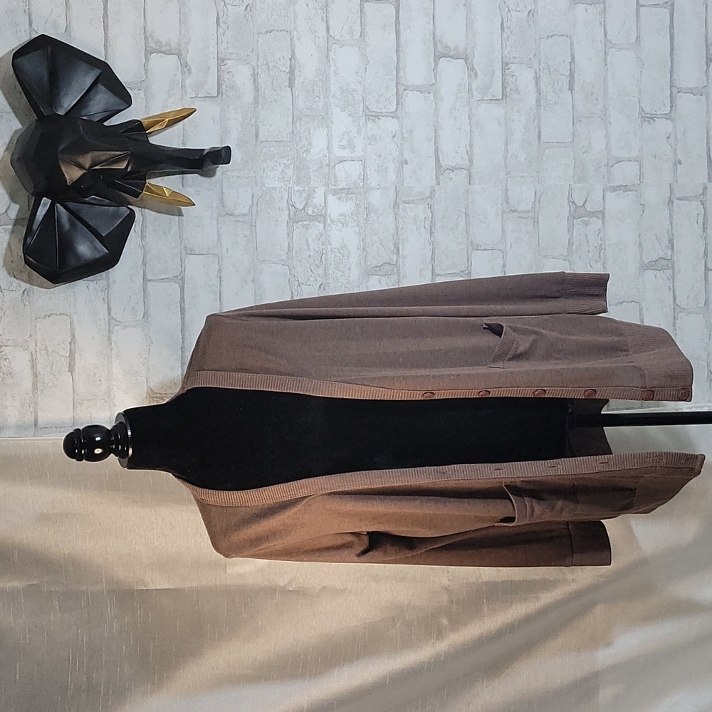 Brown Lightweight Long Sleeve Cardigan Sweater Size L
